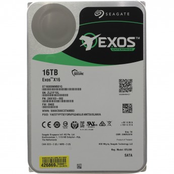 Жесткий диск SEAGATE EXOS X16 512E ORIGINAL SATA-III 16TB SERVER (7200RPM) 256MB 3.5" Жесткий диск SEAGATE EXOS X16 512E ORIGINAL SATA-III 16TB SERVER (7200RPM) 256MB 3.5"