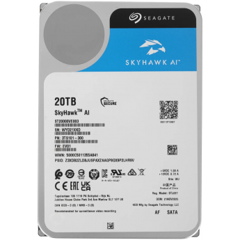 Жесткий диск SEAGATE SATA-III 20TB ST20000VE003 SURVEILLANCE SKYHAWKAI 512E (7200rpm) 512Mb 3.5" Жесткий диск SEAGATE SATA-III 20TB ST20000VE003 SURVEILLANCE SKYHAWKAI 512E (7200rpm) 512Mb 3.5"